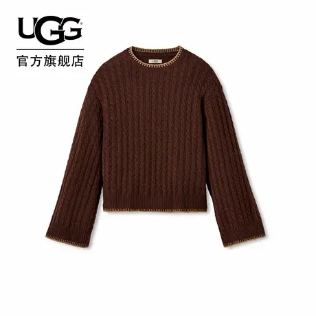 UGG冬季女士时尚舒适纯色圆领休闲简约绞花长袖套头针织衫1171612商品大图