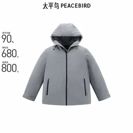 【商场同款】太平鸟男装 2024年冬季连帽纯色羽绒服B1ACE4536商品大图
