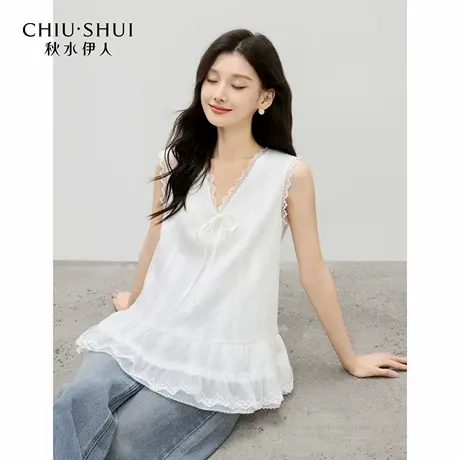 秋水伊人经典百搭背心吊带2025年秋季新款甜美少女感蕾丝花边小衫图片