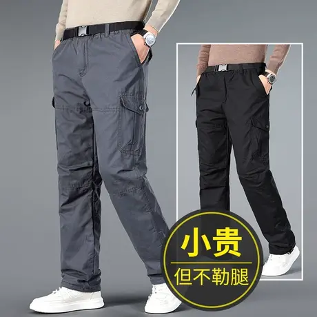 工装裤男秋冬款中年纯棉直筒裤春秋宽松大码男裤多口袋男士休闲裤商品大图
