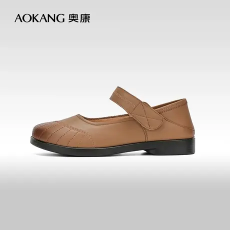 【门店发货】奥康女鞋 春秋季新款真皮中老年浅口单鞋妈妈鞋商品大图