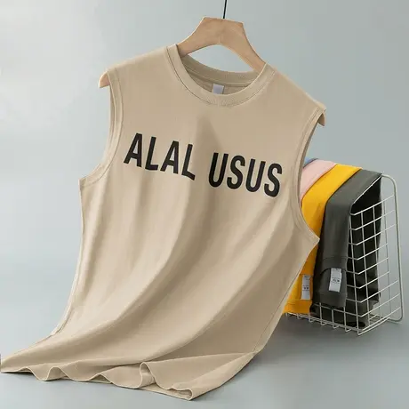 纯棉背心男士夏季外穿运动健身跨栏篮球宽肩坎肩汗衫全棉无袖t恤商品大图