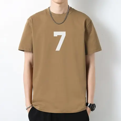 美式重磅纯棉短袖t恤男圆领夏季液氨长绒棉潮牌印花全棉体恤半袖商品大图