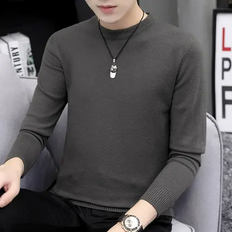 圆领毛衣男春秋款内搭打底衫毛线衣秋冬季保暖加绒加厚针织衫毛衫商品大图