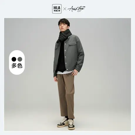 HLA/海澜之家先锋系列棉服22冬简约有型翻领加厚工装夹克外套男图片