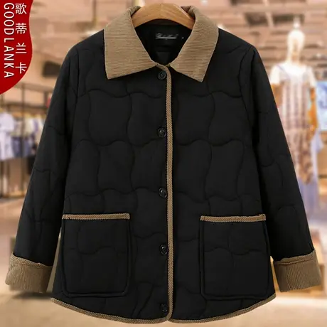 中年胖妈妈冬季加厚棉衣200斤大码洋气中老年女撞色羽绒棉服外套商品大图