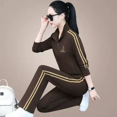 立领半拉链运动卫衣套装女春秋款流行的洋气显瘦休闲服跑步两件套商品大图