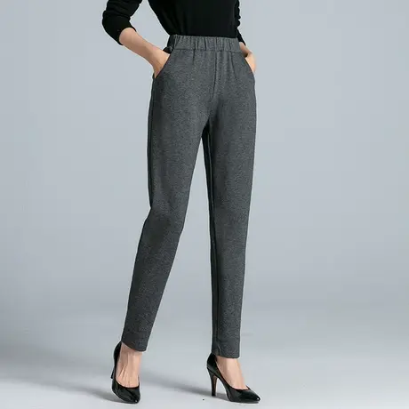 中年妈妈裤子女春秋季宽松加大码女裤高腰显瘦棉料休闲直筒小脚裤商品大图