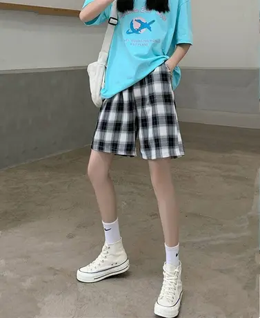 冰丝运动短裤女夏季薄款高腰显瘦休闲裤子宽松显瘦百搭阔腿五分裤商品大图