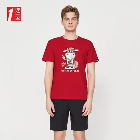 海一家休闲圆领短T夏季卡通时尚印花舒适短袖T恤男图片