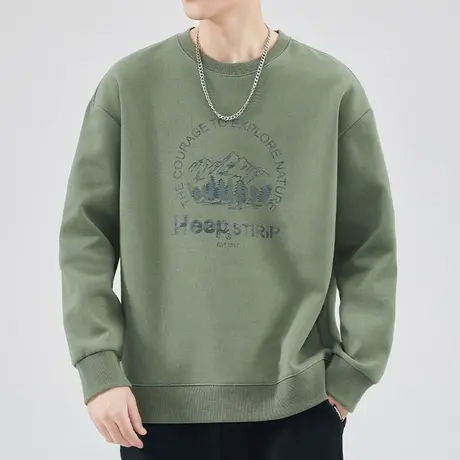 春秋款潮牌印花圆领卫衣春季男士痞帅打底衫2024新款春天长袖上衣商品大图