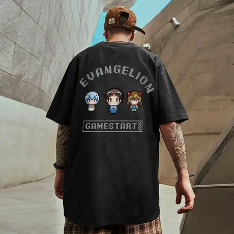 欧美短袖t恤大码男装纯棉宽松情侣oversize美式上衣服ins潮牌半袖商品大图