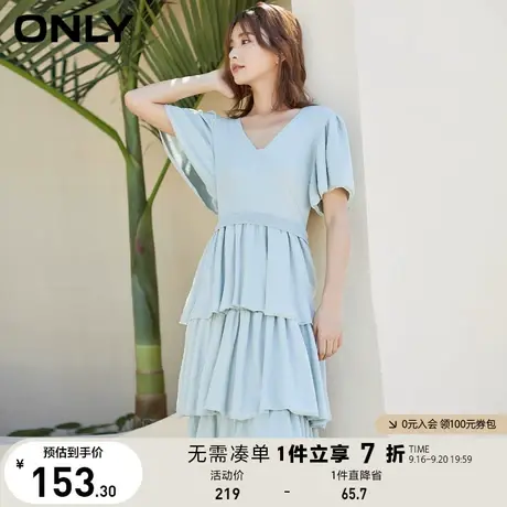 ONLY奥莱夏季针织蛋糕裙短袖收腰V领小妖精裙连衣裙女图片