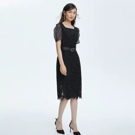 LANCY朗姿女装[昼与夜]春夏新收腰无袖连衣裙中长款优雅长裙子图片