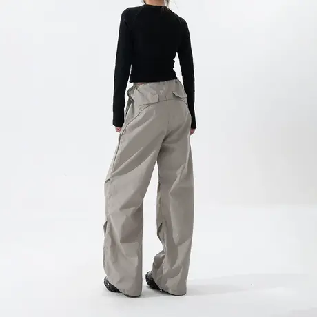 潮牌复古降落伞裤工装裤女春秋款2024年新款美式辣妹高个子休闲裤图片