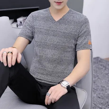 短袖T恤男加肥加大码男装2024早春新款夏装半袖肥佬胖子针织上衣图片