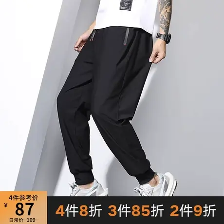GxxH大码男装潮牌肥佬束脚运动裤子胖子宽松纯色加肥加大休闲长裤商品大图