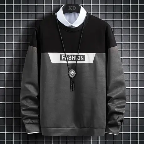 长袖t恤男士卫衣2023春秋季新款韩版ins潮牌圆领打底衫秋装上衣服商品大图