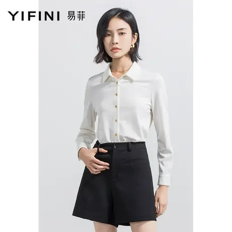 Yifini/易菲早春衬衫女新款长袖衬衣春秋女士简约开衫上衣商品大图