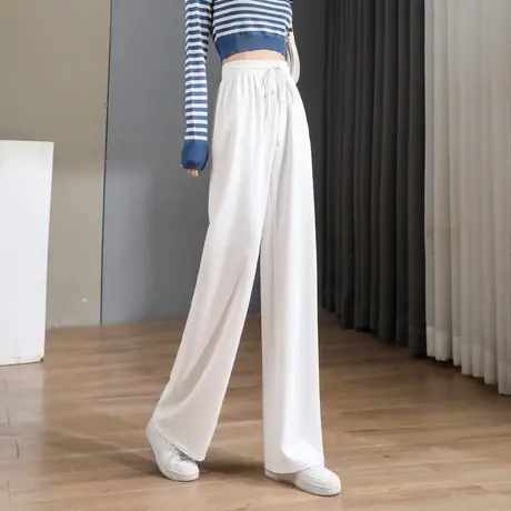 时尚运动休闲长裤2023年春季新款女士宽松显瘦松紧高腰直筒阔腿裤商品大图