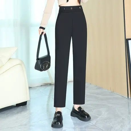 黑色时尚西装裤高腰显瘦哈伦裤韩版休闲裤女九分裤2023秋季新款图片