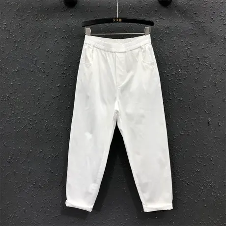 2023年秋季新款简约百搭女士白色牛仔哈伦裤潮休闲宽松显瘦老爹裤商品大图