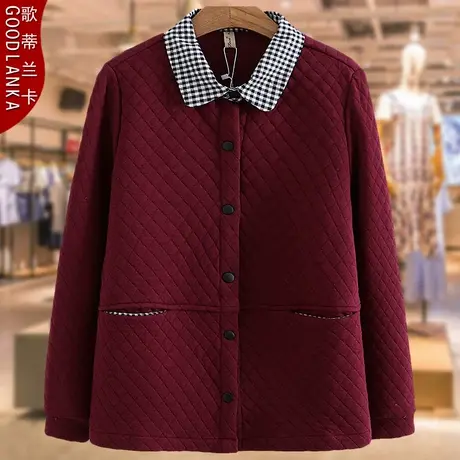 中老年妈妈秋装夹棉夹克女200斤大码宽松薄棉衣洋气百搭休闲外套商品大图