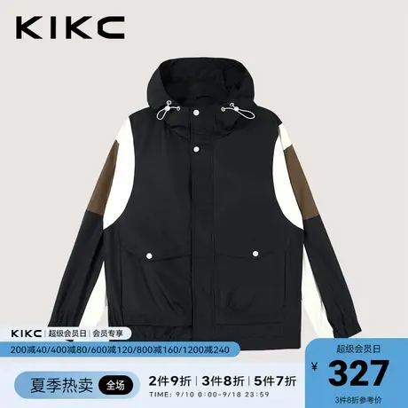kikc夹克外套男2023春夏新款商场同款美式撞色工装潮流连帽冲锋衣图片