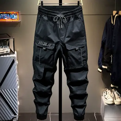 秋冬款潮牌工装裤男宽松束脚百搭男士休闲裤子男机车小脚运动裤子商品大图