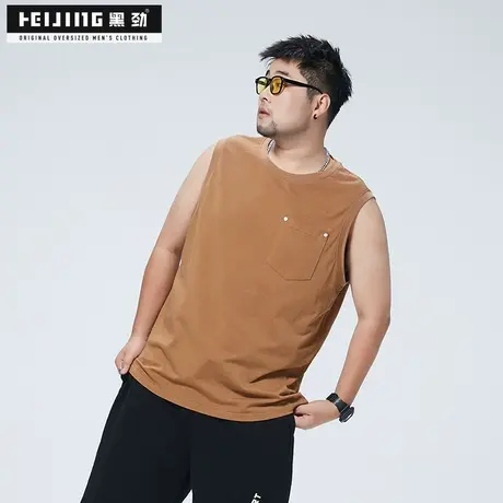 黑劲大码潮牌运动背心男装夏季宽松运动加肥加大胖哥帅气t恤坎肩商品大图