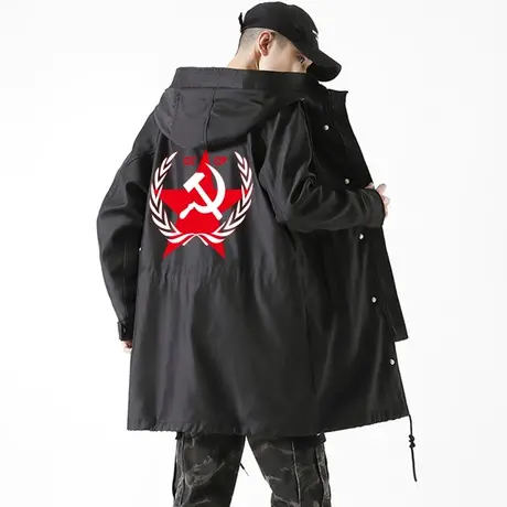 秀洛苏维埃CCCP共和国苏联社会共产主义斯大林风衣男中长款外套图片