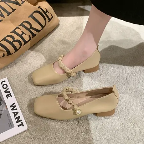 法式温柔晚晚风低跟奶奶鞋女鞋子夏2023新款玛丽珍配裙子妈妈单鞋商品大图