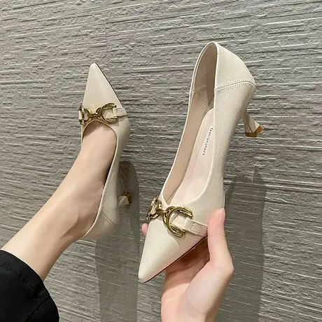 设计感小众名媛高跟鞋2023年春季新款性感气质女神范细跟尖头单鞋图片