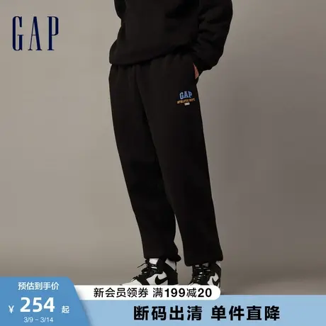 【断码优惠】Gap男装冬季LOGO碳素软磨抓绒卫裤宽松束脚裤841205图片