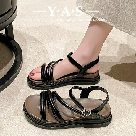 凉鞋2024年女新款ins潮今年夏季百搭夏天平底坡跟休闲罗马女鞋子图片