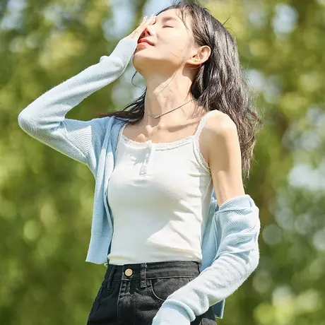 唐狮针织蕾丝吊带内搭女夏季打底背心小针织纯欲法式无袖辣妹上衣图片