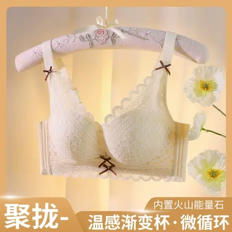 浪莎调整型内衣女小胸聚拢收副乳矫正外扩防下垂蝴蝶结五排扣文胸图片
