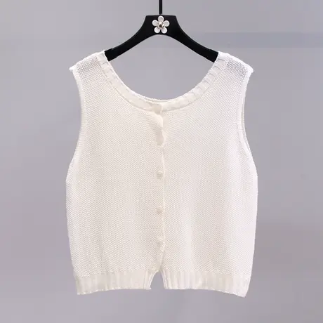 夏季新款冰丝针织背心女2023年新款设计感小个子无袖t恤外穿上衣图片