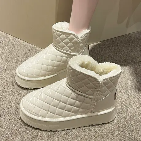 皮毛一体东北雪地靴女2024年新款秋冬加绒加厚保暖大棉鞋厚底百搭图片