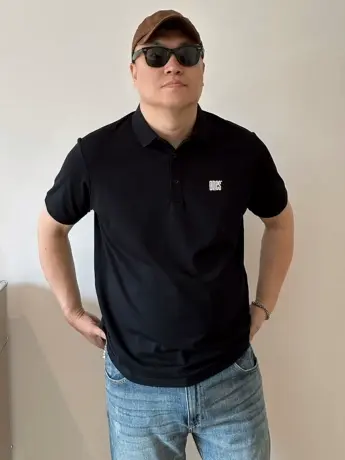 DAEVU夏季大码男装简约加肥加大商务休闲男士短袖翻领t恤polo衫商品大图