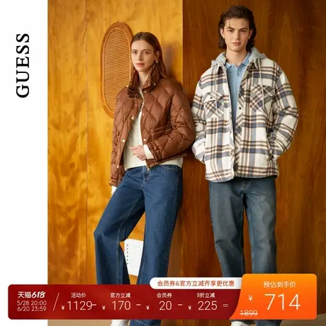 GUESS男士时尚撞色格纹含羊毛夹克外套-M4PN62W55R0商品大图