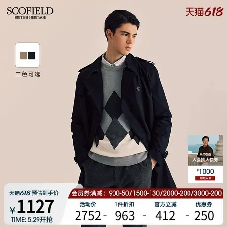 SCOFIELD男装25年春季新款复古英伦宽松休闲外套通勤中长款风衣图片