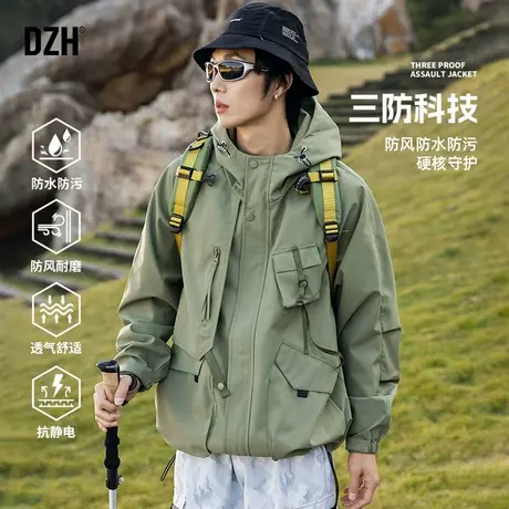 男士绿色冲锋衣男外套2025新款今年流行爆款情侣装春装衣服登山服商品大图
