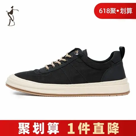才子男鞋黑色板鞋2024新款软底舒适时尚潮流设计感小众低帮休闲鞋商品大图