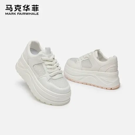 马克华菲厚底小白鞋女2025夏季新款时尚增高网面透气板鞋女休闲鞋商品大图