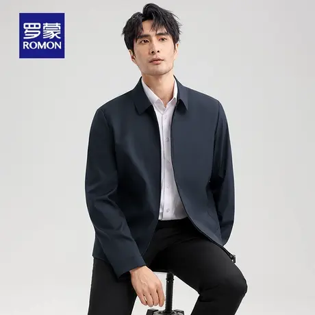 罗蒙男士商务休闲短款翻领外套2025秋季新款行政干部夹克衫爸爸装商品大图