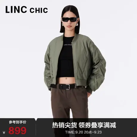 LINC金羽杰轻薄羽绒服女短款23年秋冬新款酷趣刺绣夹克Y23801009Y商品大图