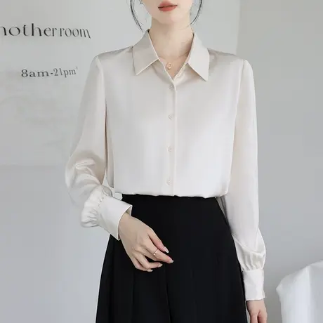 白色雪纺衬衫女2025新款秋季职业正装长袖设计感气质韩版衬衣上衣商品大图