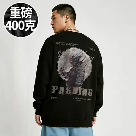 【大码男装】300斤大码男装潮男港风服饰加肥加大码圆领卫衣秋季商品大图