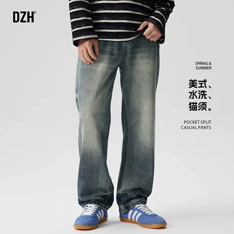男士美式直筒牛仔裤2025新款男休闲百搭拖地长裤秋季男裤高街裤子商品大图